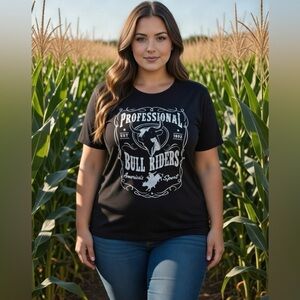 Women's sz 1x Professional Bull Riders Black T-Shirt